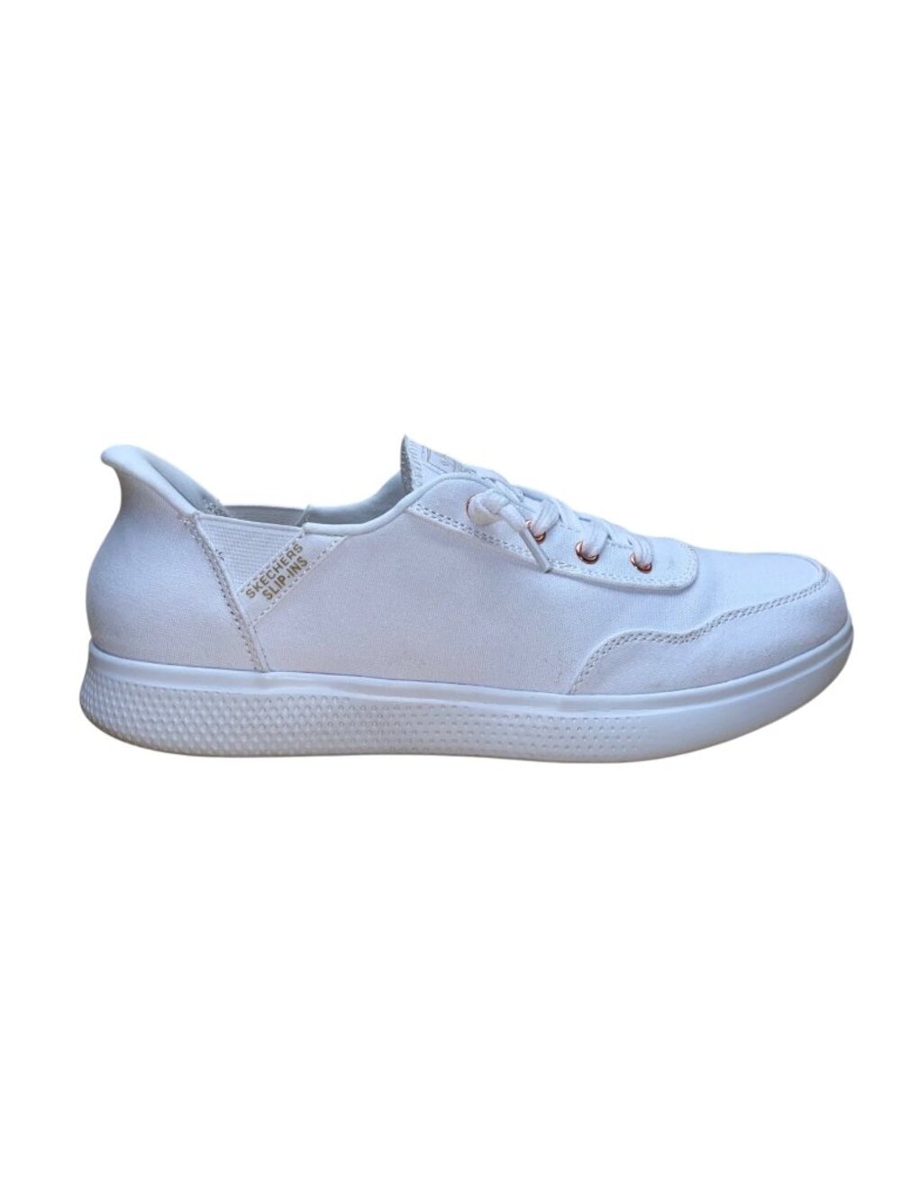 Skechers Women’s White Canvas Hands-Free Slip-Ins Low-Top Comfort Shoes Size 10